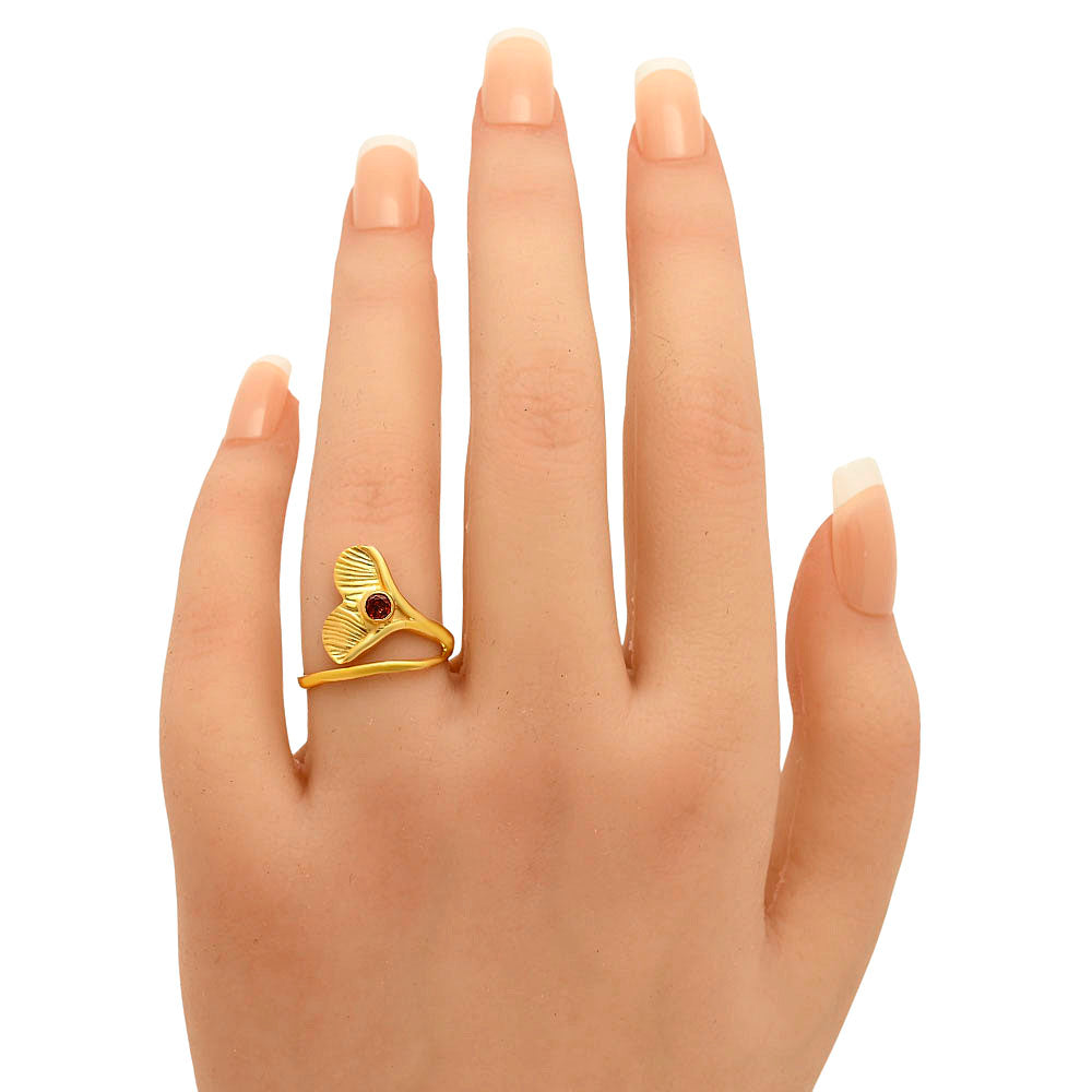 18K Gold Plated Mermaid Tail Design Birthstone Ring for Women TGR1020 RM-1070