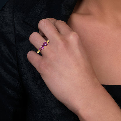 18K Gold Plated Triple Round Gemstone Ring – Dainty Fashion Jewelry TGR1021 RM-1759