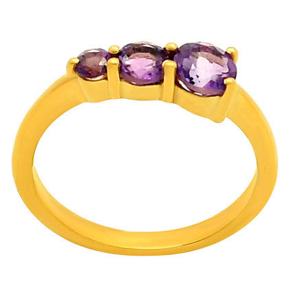 18K Gold Plated Triple Round Gemstone Ring – Dainty Fashion Jewelry TGR1021 RM-1759