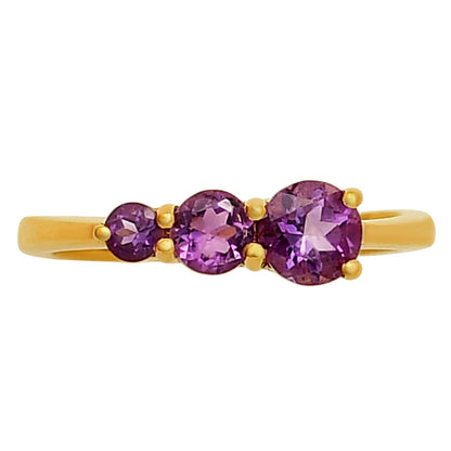 18K Gold Plated Triple Round Gemstone Ring – Dainty Fashion Jewelry TGR1021 RM-1759