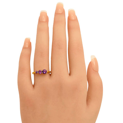 18K Gold Plated Triple Round Gemstone Ring – Dainty Fashion Jewelry TGR1021 RM-1759
