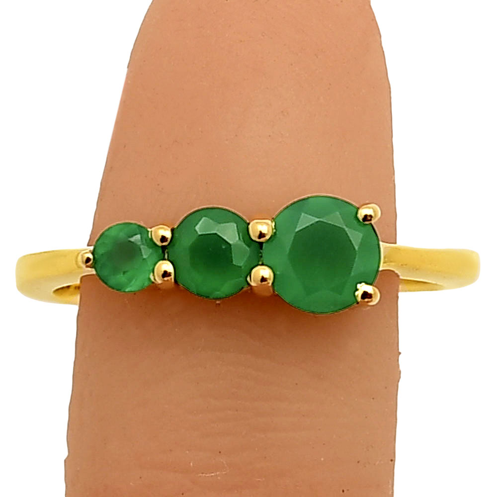 18K Gold Plated Triple Round Gemstone Ring – Dainty Fashion Jewelry TGR1021 RM-1759