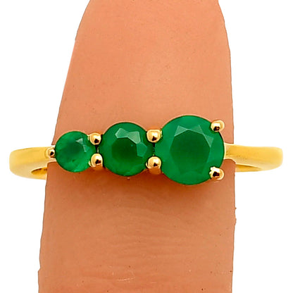 18K Gold Plated Triple Round Gemstone Ring – Dainty Fashion Jewelry TGR1021 RM-1759