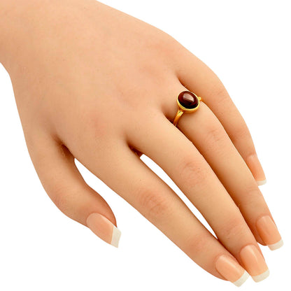 18K Gold Plated Cabochon Birthstone Ring Jewelry – Elegant Minimal TGR1023 RM-1004