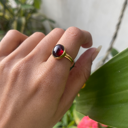 18K Gold Plated Cabochon Birthstone Ring Jewelry – Elegant Minimal TGR1023 RM-1004