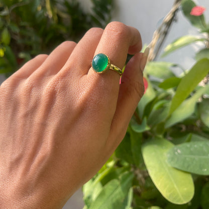 18K Gold Plated Cabochon Birthstone Ring Jewelry – Elegant Minimal TGR1023 RM-1004