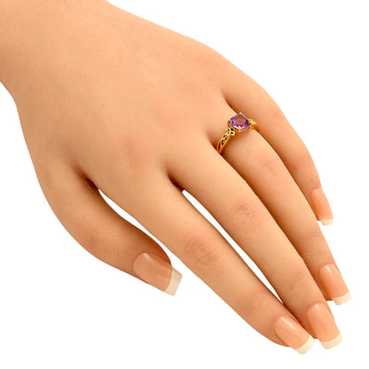 18K Gold Plated Cushion Cut Gemstone Ring Vintage Filigree Design TGR1024 RM-1757