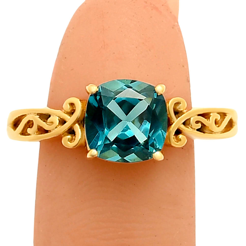 18K Gold Plated Cushion Cut Gemstone Ring Vintage Filigree Design TGR1024 RM-1757
