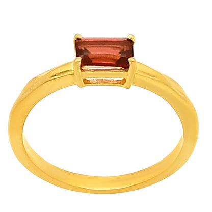 18K Gold Over Brass Baguette Colorful Gemstone Minimalist Stackable Ring TGR1025 RM-1019