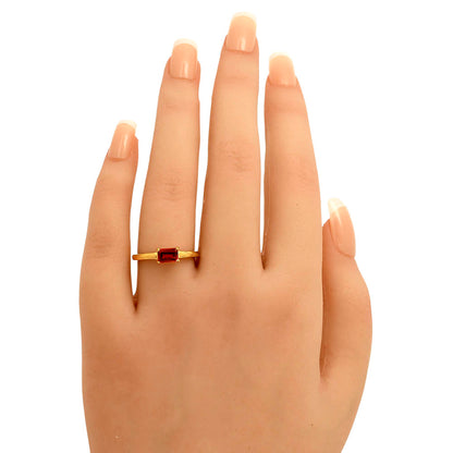 18K Gold Over Brass Baguette Colorful Gemstone Minimalist Stackable Ring TGR1025 RM-1019