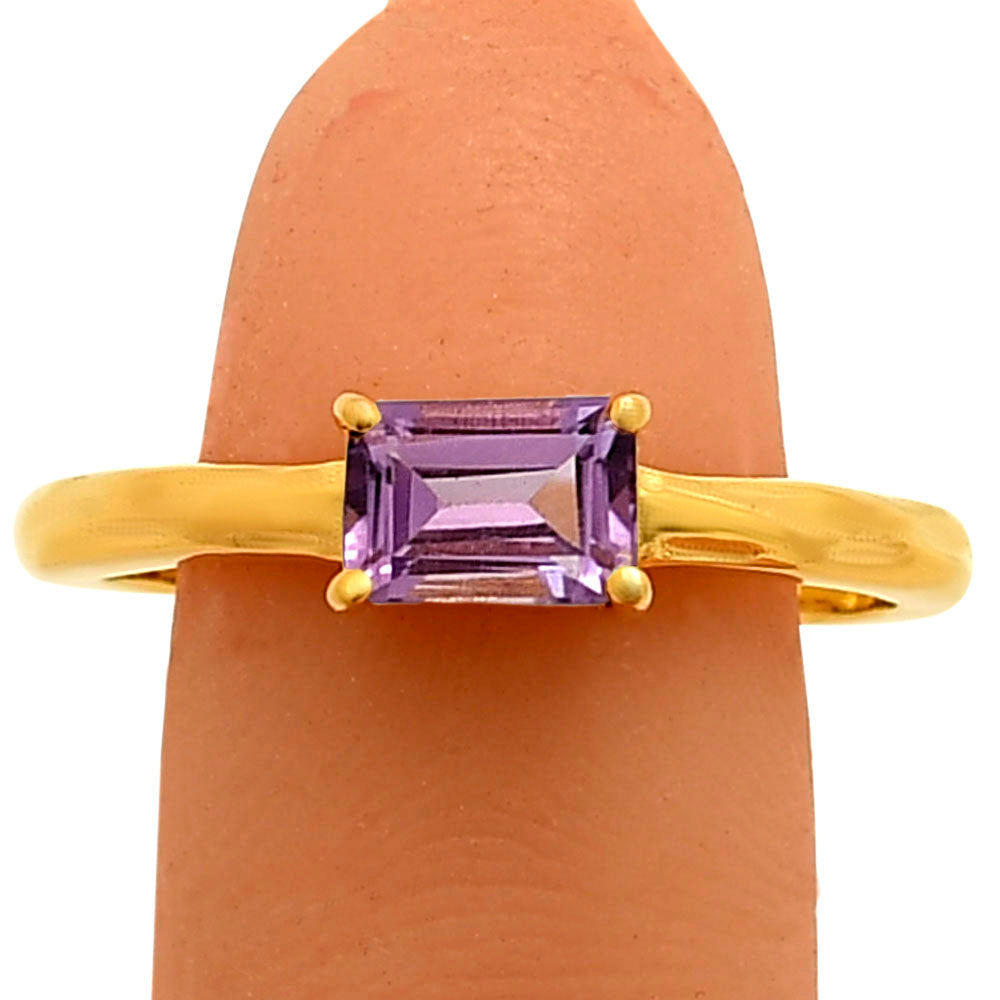 18K Gold Over Brass Baguette Colorful Gemstone Minimalist Stackable Ring TGR1025 RM-1019