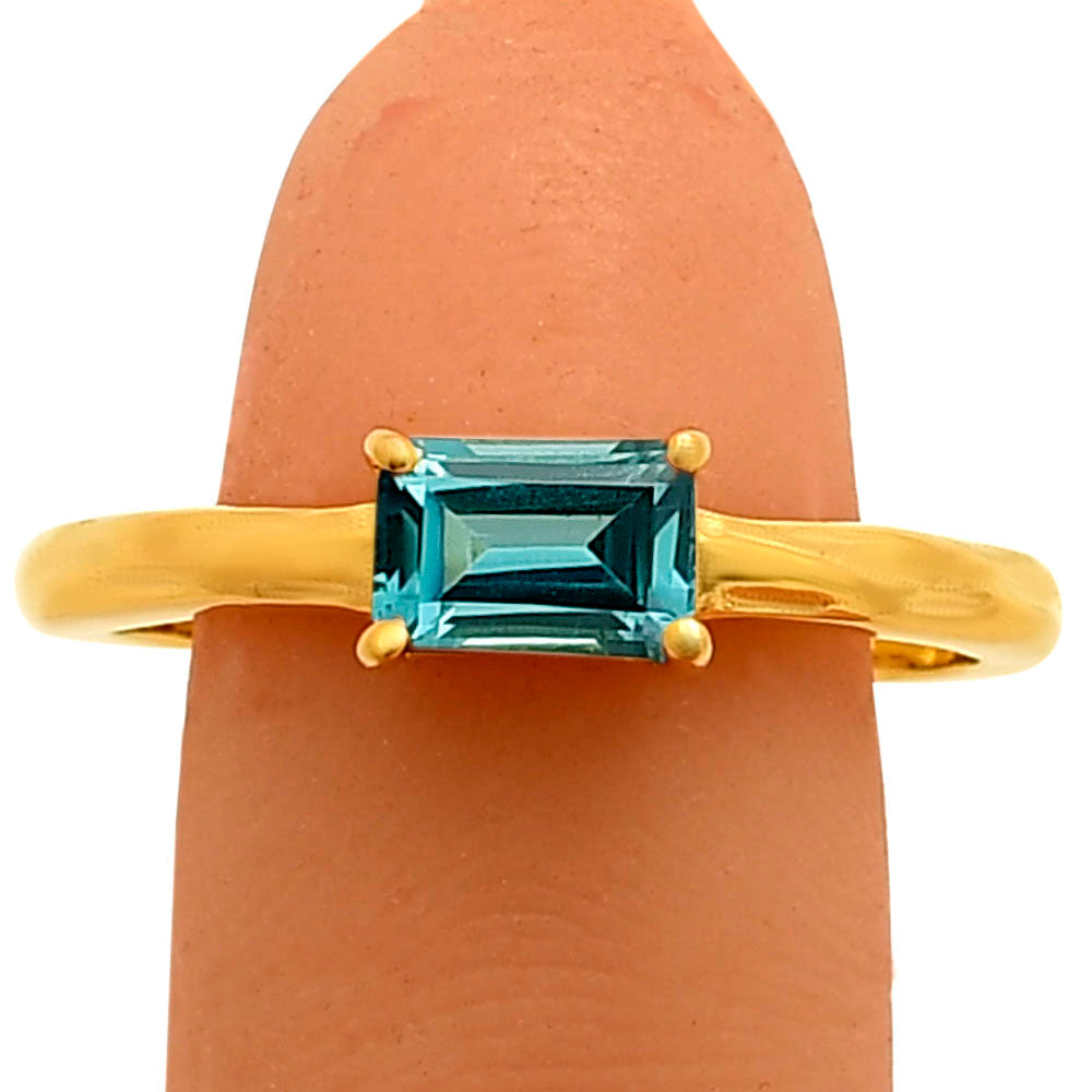 18K Gold Over Brass Baguette Colorful Gemstone Minimalist Stackable Ring TGR1025 RM-1019