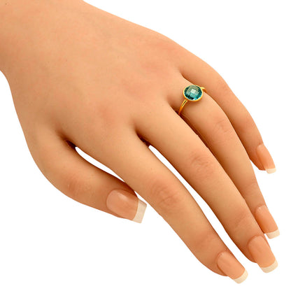 18K Gold Plated Brass Faceted Round Stone Ring – Simple Modern Look TGR1026 RM-1753