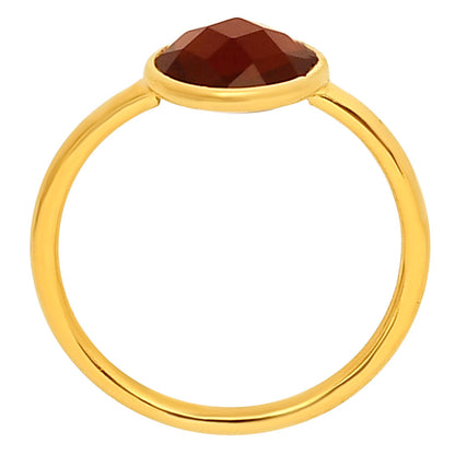 18K Gold Plated Brass Faceted Round Stone Ring – Simple Modern Look TGR1026 RM-1753