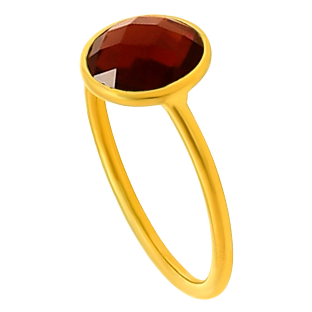 18K Gold Plated Brass Faceted Round Stone Ring – Simple Modern Look TGR1026 RM-1753
