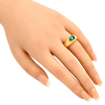 18K Gold Over Brass Oval Gemstone Signet Ring – Bold Statement Style TGR1027 RM-1758