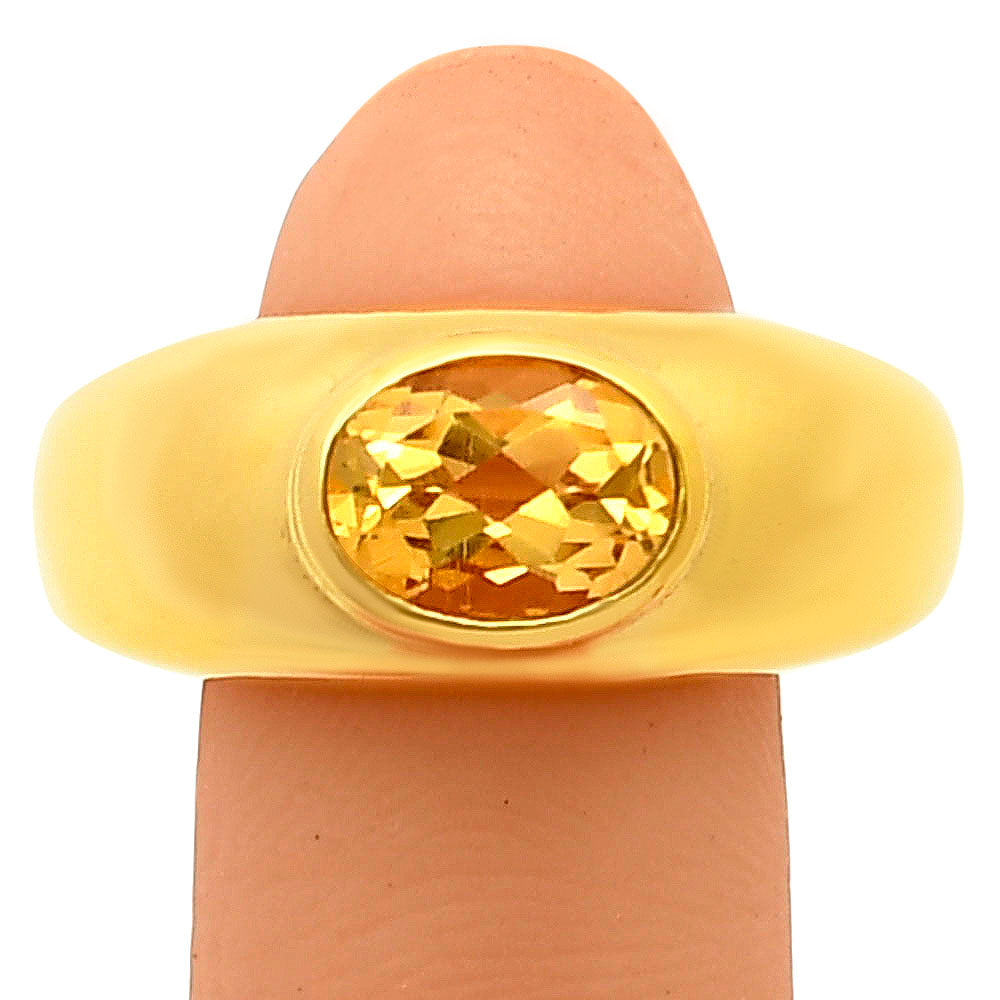 18K Gold Over Brass Oval Gemstone Signet Ring – Bold Statement Style TGR1027 RM-1758