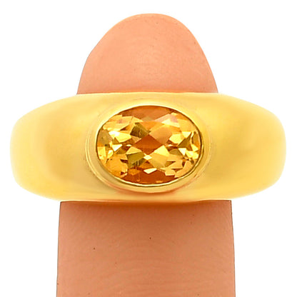 18K Gold Over Brass Oval Gemstone Signet Ring – Bold Statement Style TGR1027 RM-1758