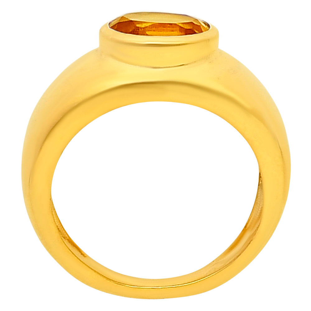 18K Gold Over Brass Oval Gemstone Signet Ring – Bold Statement Style TGR1027 RM-1758
