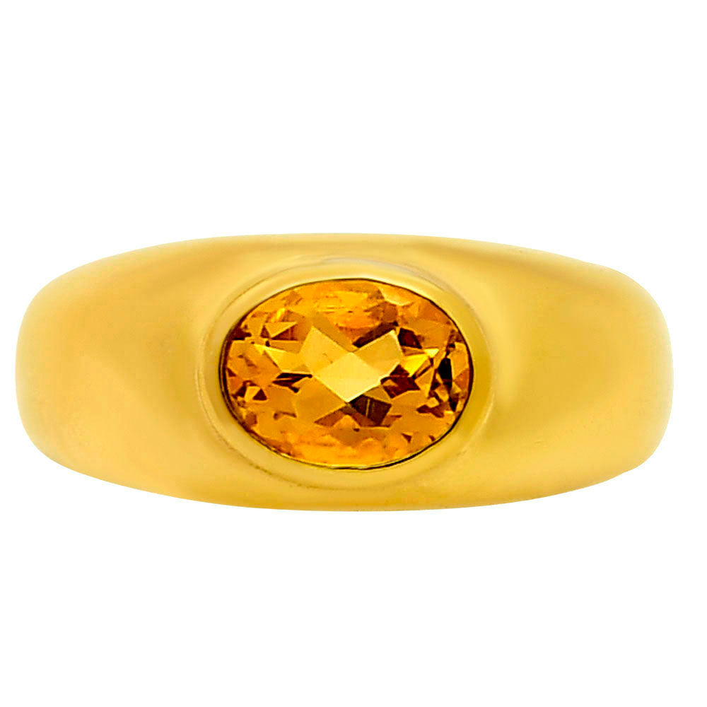 18K Gold Over Brass Oval Gemstone Signet Ring – Bold Statement Style TGR1027 RM-1758