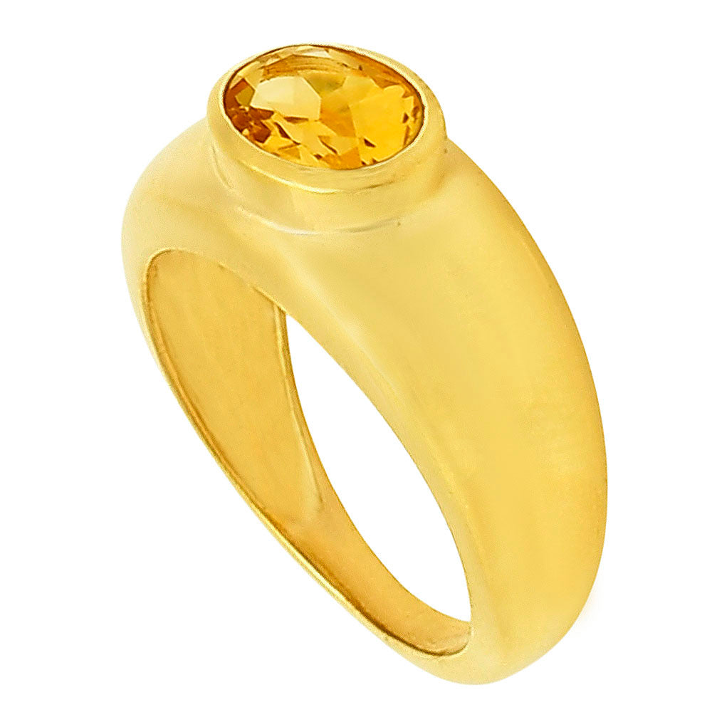 18K Gold Over Brass Oval Gemstone Signet Ring – Bold Statement Style TGR1027 RM-1758