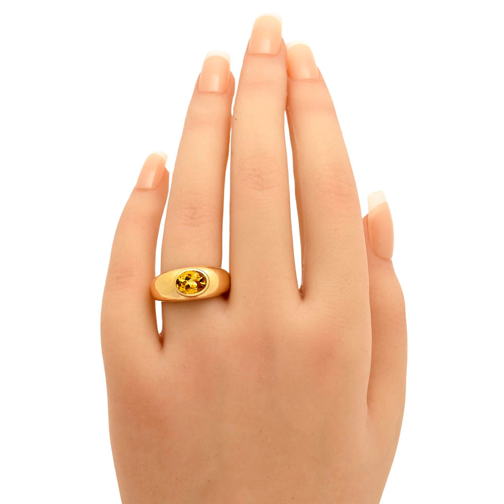 18K Gold Over Brass Oval Gemstone Signet Ring – Bold Statement Style TGR1027 RM-1758