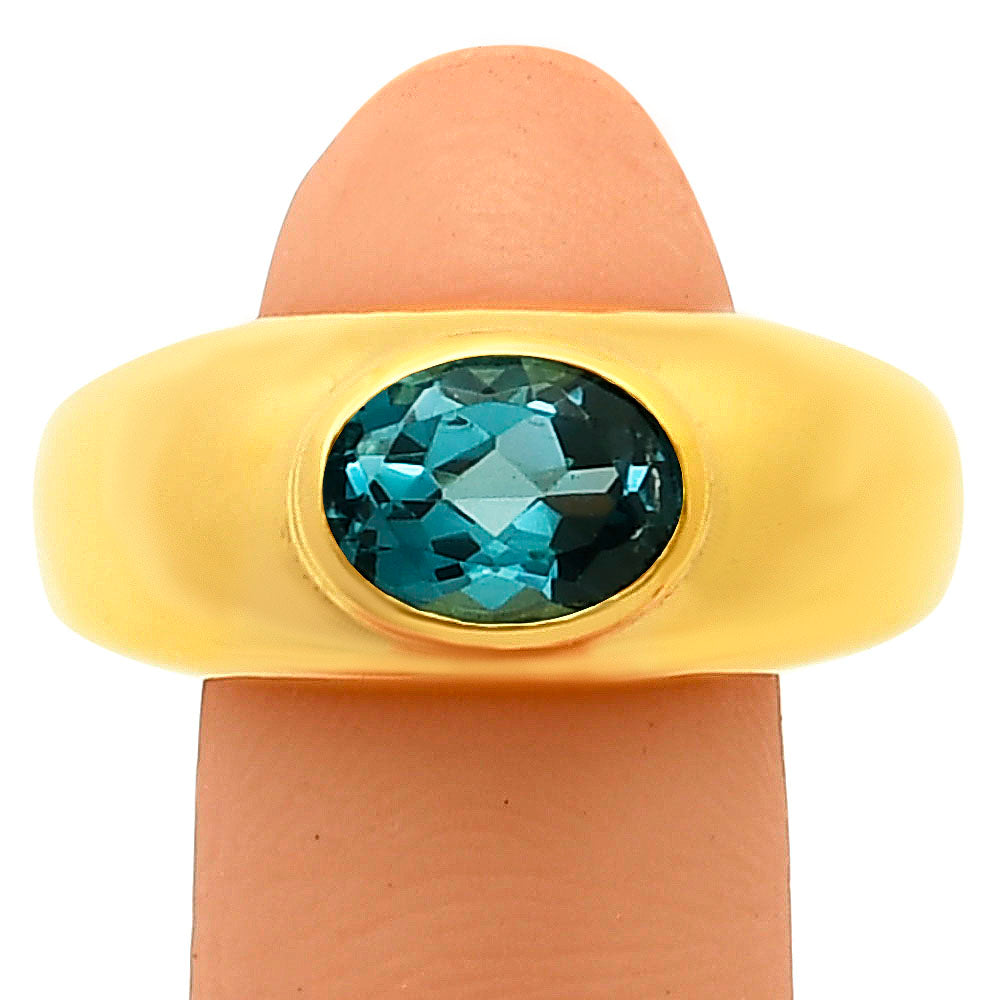 18K Gold Over Brass Oval Gemstone Signet Ring – Bold Statement Style TGR1027 RM-1758