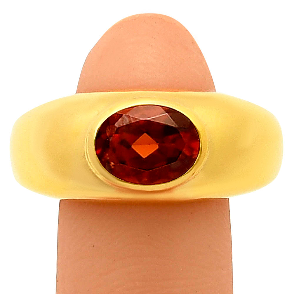 18K Gold Over Brass Oval Gemstone Signet Ring – Bold Statement Style TGR1027 RM-1758
