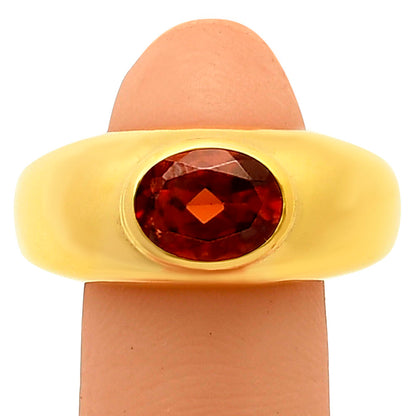 18K Gold Over Brass Oval Gemstone Signet Ring – Bold Statement Style TGR1027 RM-1758