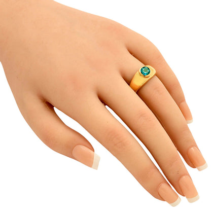 18K Gold Over Brass Round Gemstone Signet Ring – Bold Statement Style TGR1028 RM-1758