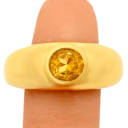 18K Gold Over Brass Round Gemstone Signet Ring – Bold Statement Style TGR1028 RM-1758