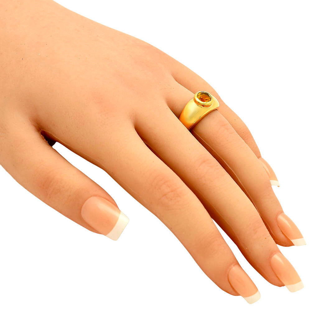 18K Gold Over Brass Round Gemstone Signet Ring – Bold Statement Style TGR1028 RM-1758