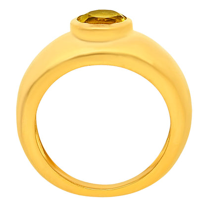 18K Gold Over Brass Round Gemstone Signet Ring – Bold Statement Style TGR1028 RM-1758