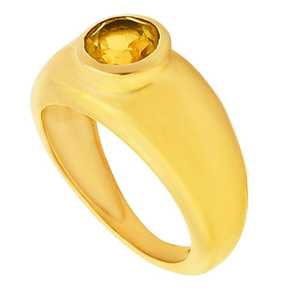 18K Gold Over Brass Round Gemstone Signet Ring – Bold Statement Style TGR1028 RM-1758