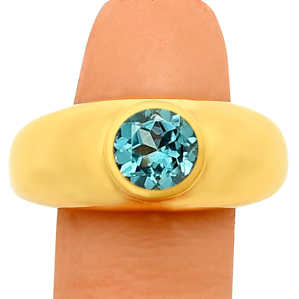 18K Gold Over Brass Round Gemstone Signet Ring – Bold Statement Style TGR1028 RM-1758