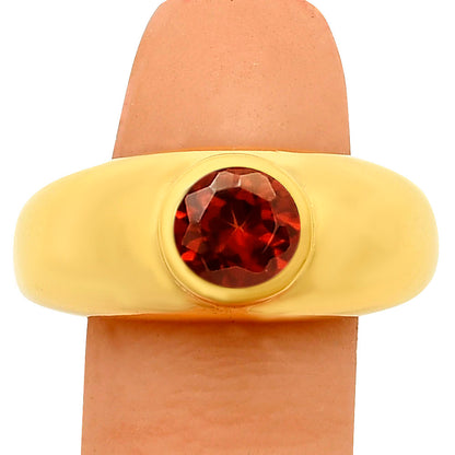 18K Gold Over Brass Round Gemstone Signet Ring – Bold Statement Style TGR1028 RM-1758