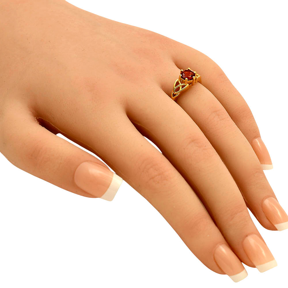 18K Gold Plated Brass Celtic Knot Gemstone Ring – Vintage Boho Style TGR1029 RM-1761