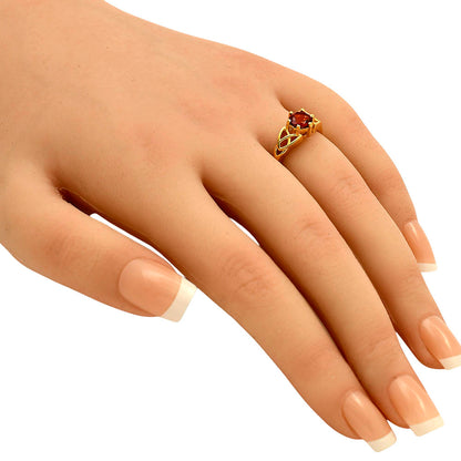 18K Gold Plated Brass Celtic Knot Gemstone Ring – Vintage Boho Style TGR1029 RM-1761
