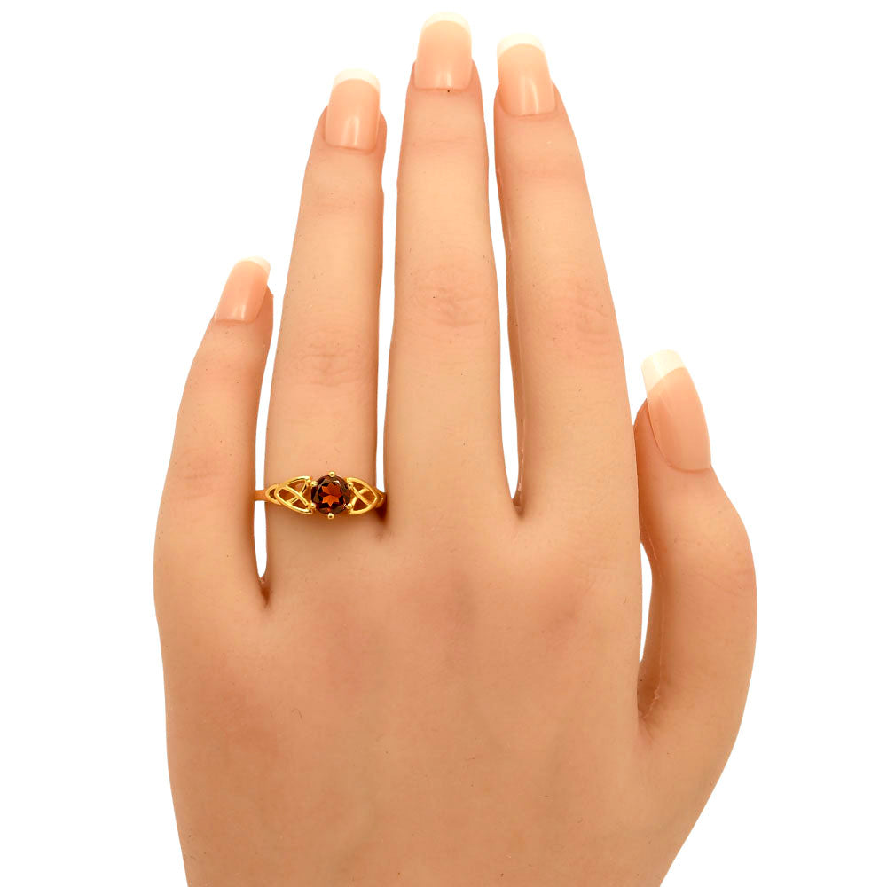18K Gold Plated Brass Celtic Knot Gemstone Ring – Vintage Boho Style TGR1029 RM-1761