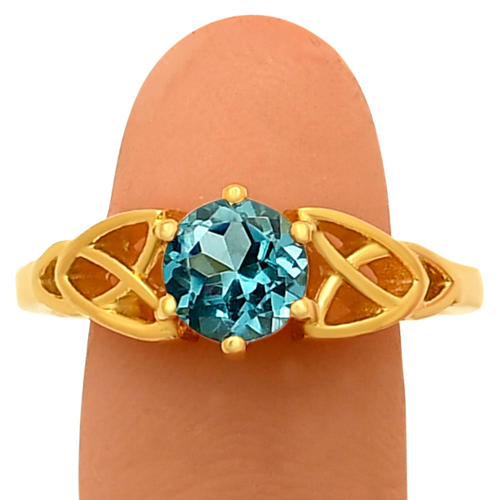 18K Gold Plated Brass Celtic Knot Gemstone Ring – Vintage Boho Style TGR1029 RM-1761