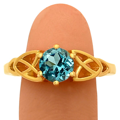 18K Gold Plated Brass Celtic Knot Gemstone Ring – Vintage Boho Style TGR1029 RM-1761