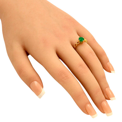 18K Gold Plated Brass Chain Band Gemstone Ring – Trendy Stacking Style TGR1030 RM-1762