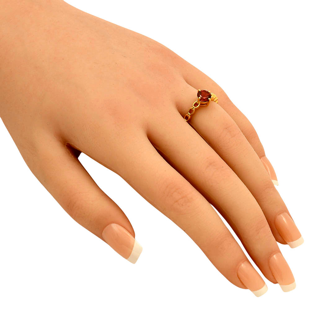18K Gold Plated Brass Chain Band Gemstone Ring – Trendy Stacking Style TGR1030 RM-1762