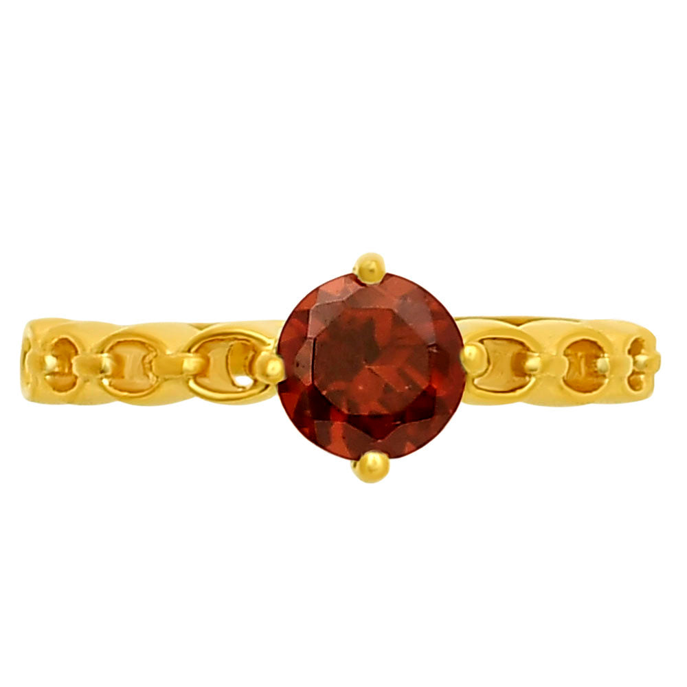 18K Gold Plated Brass Chain Band Gemstone Ring – Trendy Stacking Style TGR1030 RM-1762