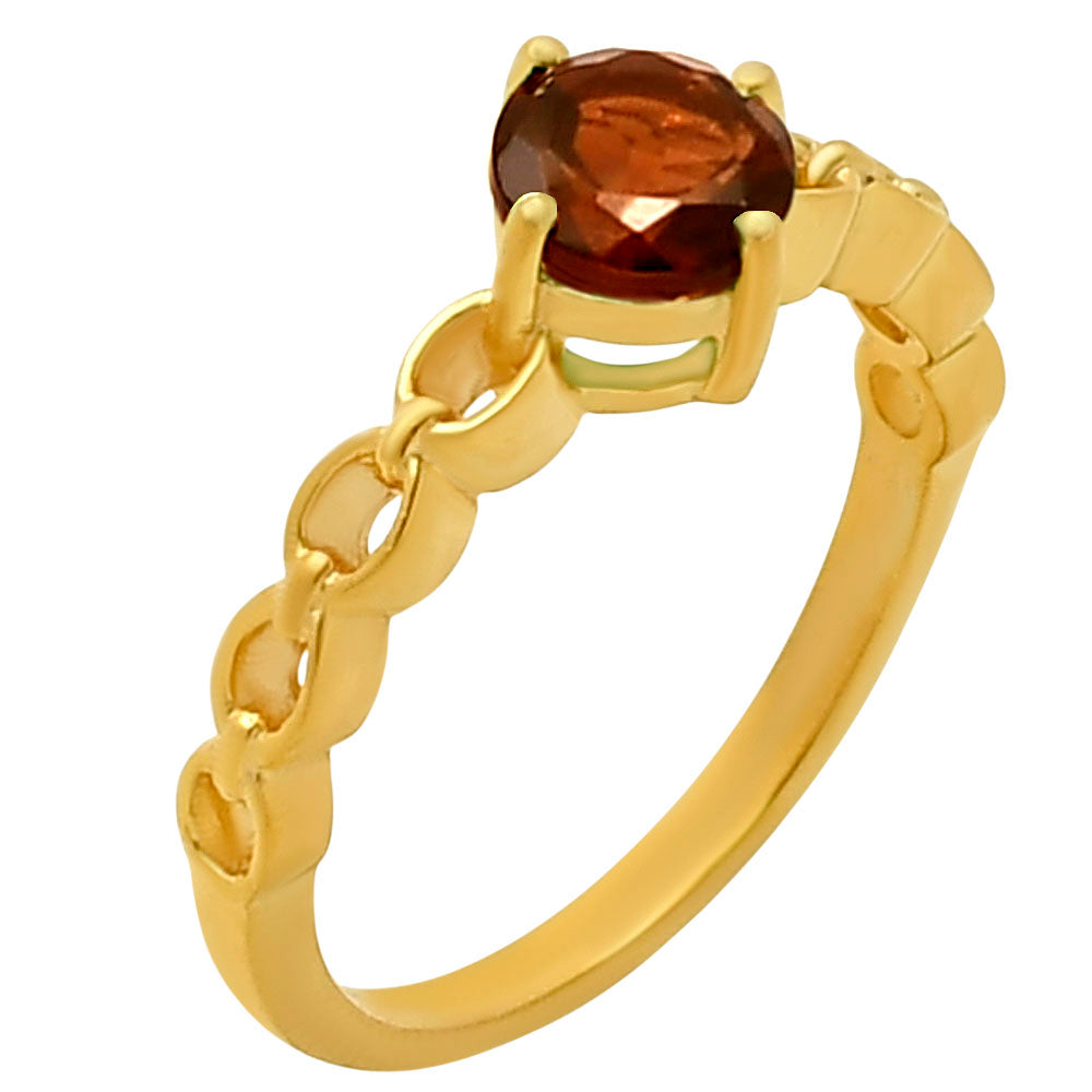 18K Gold Plated Brass Chain Band Gemstone Ring – Trendy Stacking Style TGR1030 RM-1762