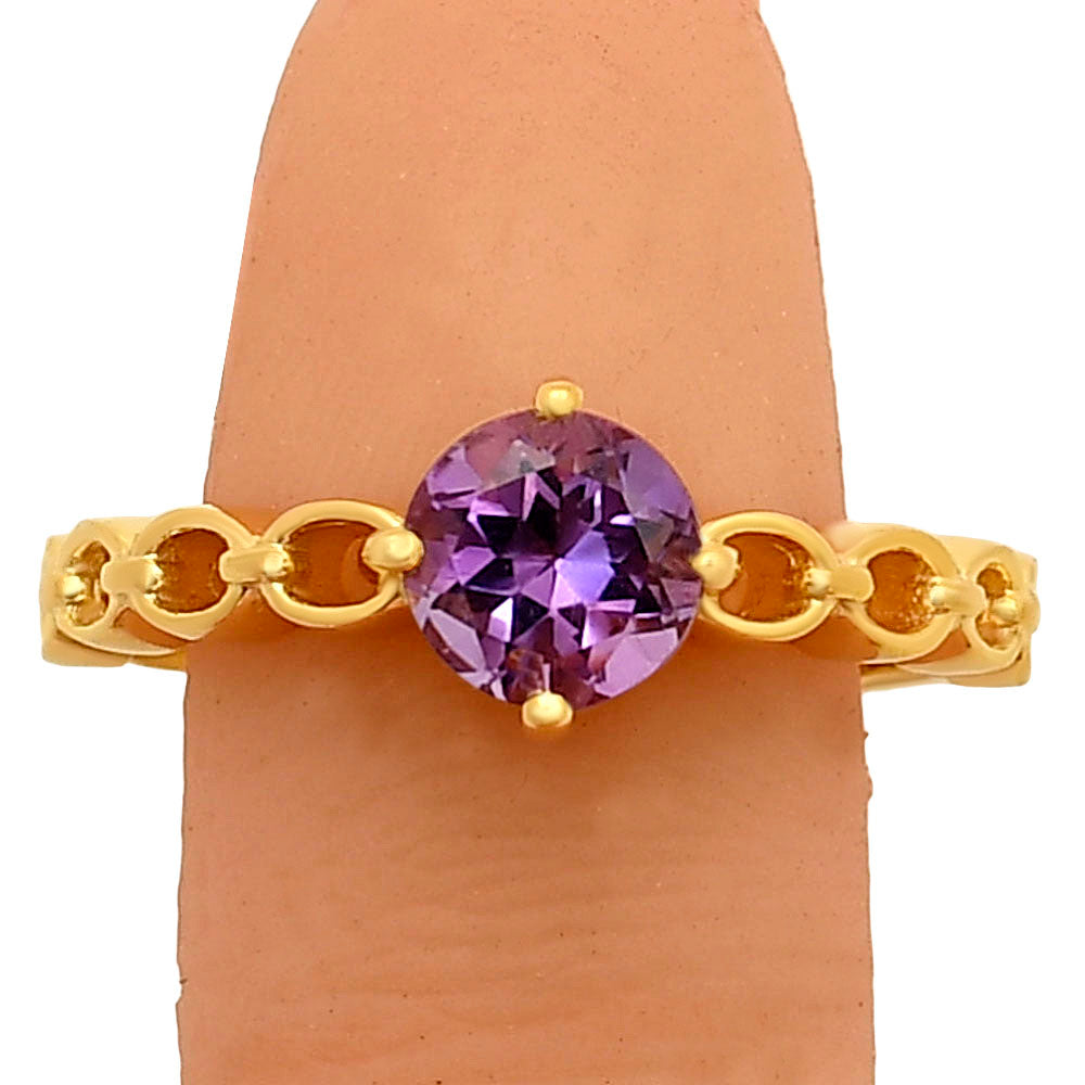 18K Gold Plated Brass Chain Band Gemstone Ring – Trendy Stacking Style TGR1030 RM-1762