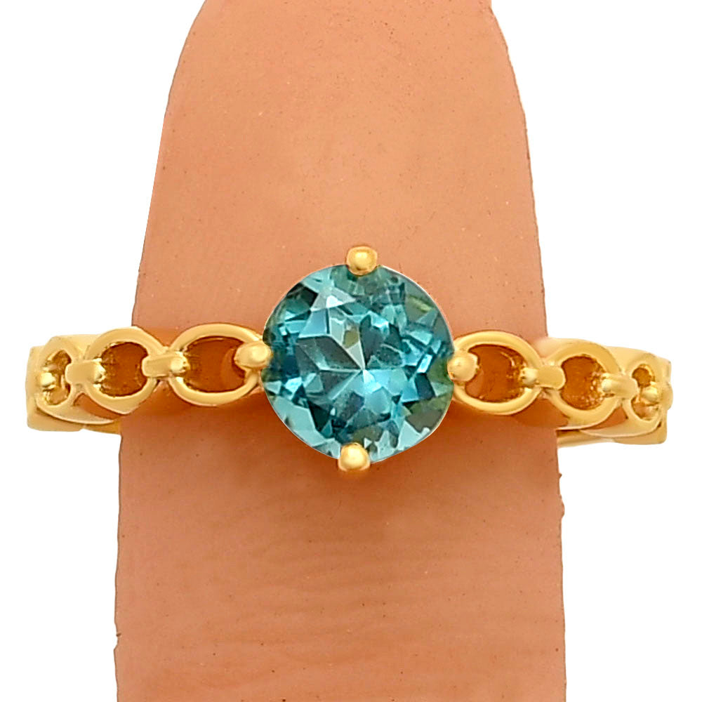 18K Gold Plated Brass Chain Band Gemstone Ring – Trendy Stacking Style TGR1030 RM-1762