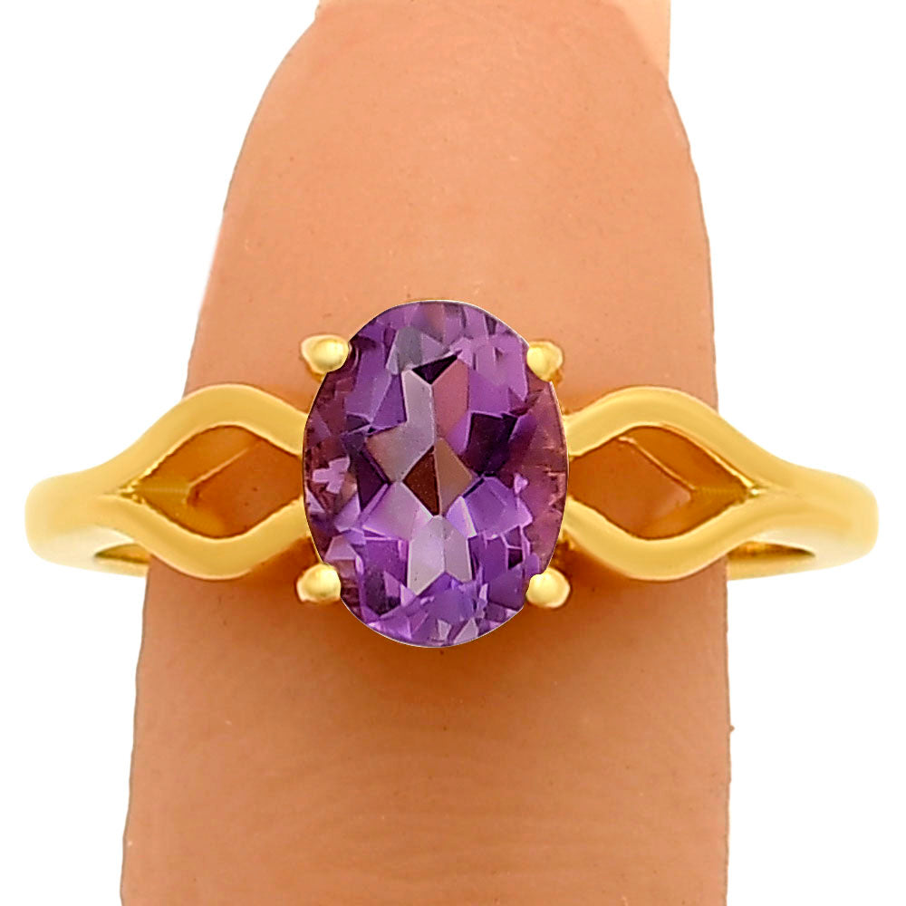 18K Gold Plated Brass Oval Colorful Gemstone Ring Interwoven Band Design TGR1031 RM-1763