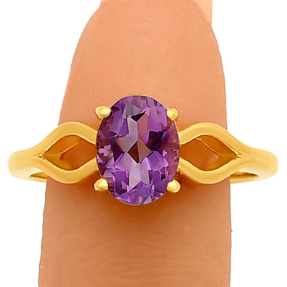 18K Gold Plated Brass Oval Colorful Gemstone Ring Interwoven Band Design TGR1031 RM-1763