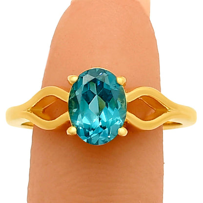 18K Gold Plated Brass Oval Colorful Gemstone Ring Interwoven Band Design TGR1031 RM-1763